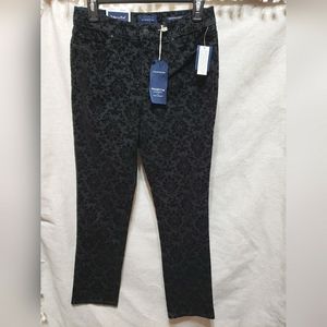 Charter Club Lexington Black Floral Embossed Slimming Jeans Size 10 And 4